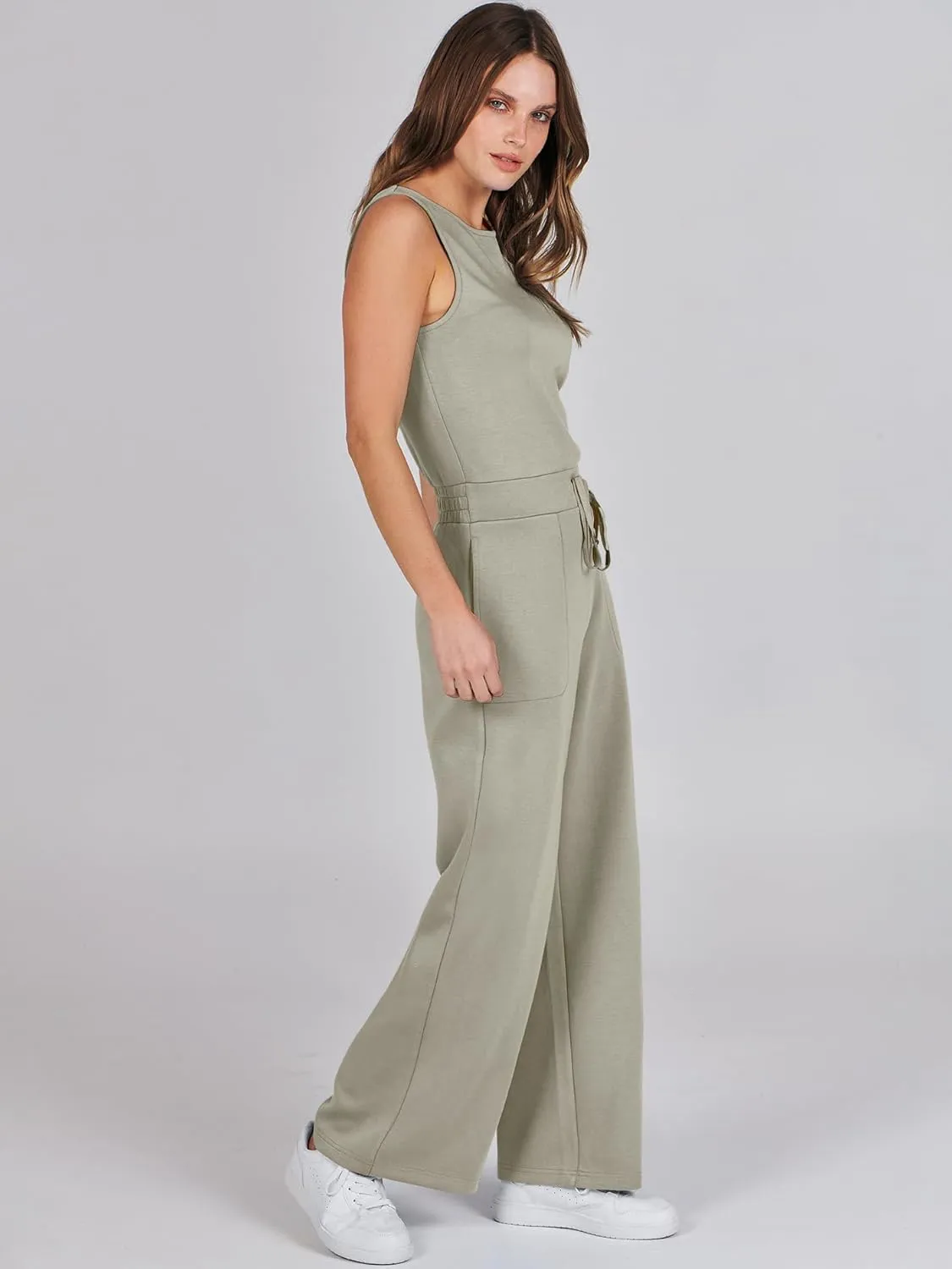 ANRABESS Womens Jumpsuits 2025 Summer Casual Dressy Romper Sleeveless Wide Leg Long Pants One Piece Outfits Vacation Clothes