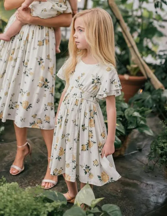 Arshiner Girl's Casual Dress Scoop Neck Flowy Print and Plain Sundress