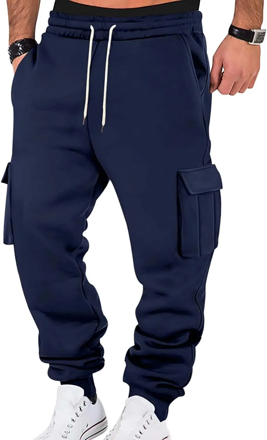 Baggy Cargo Sweatpants for Men Casual Sweat Pants Drawstring Waist Athletic Pants Joggers with Pockets