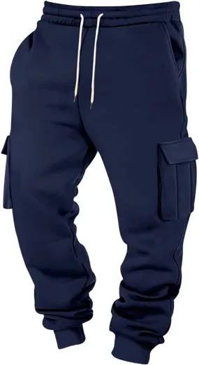 Baggy Cargo Sweatpants for Men Casual Sweat Pants Drawstring Waist Athletic Pants Joggers with Pockets