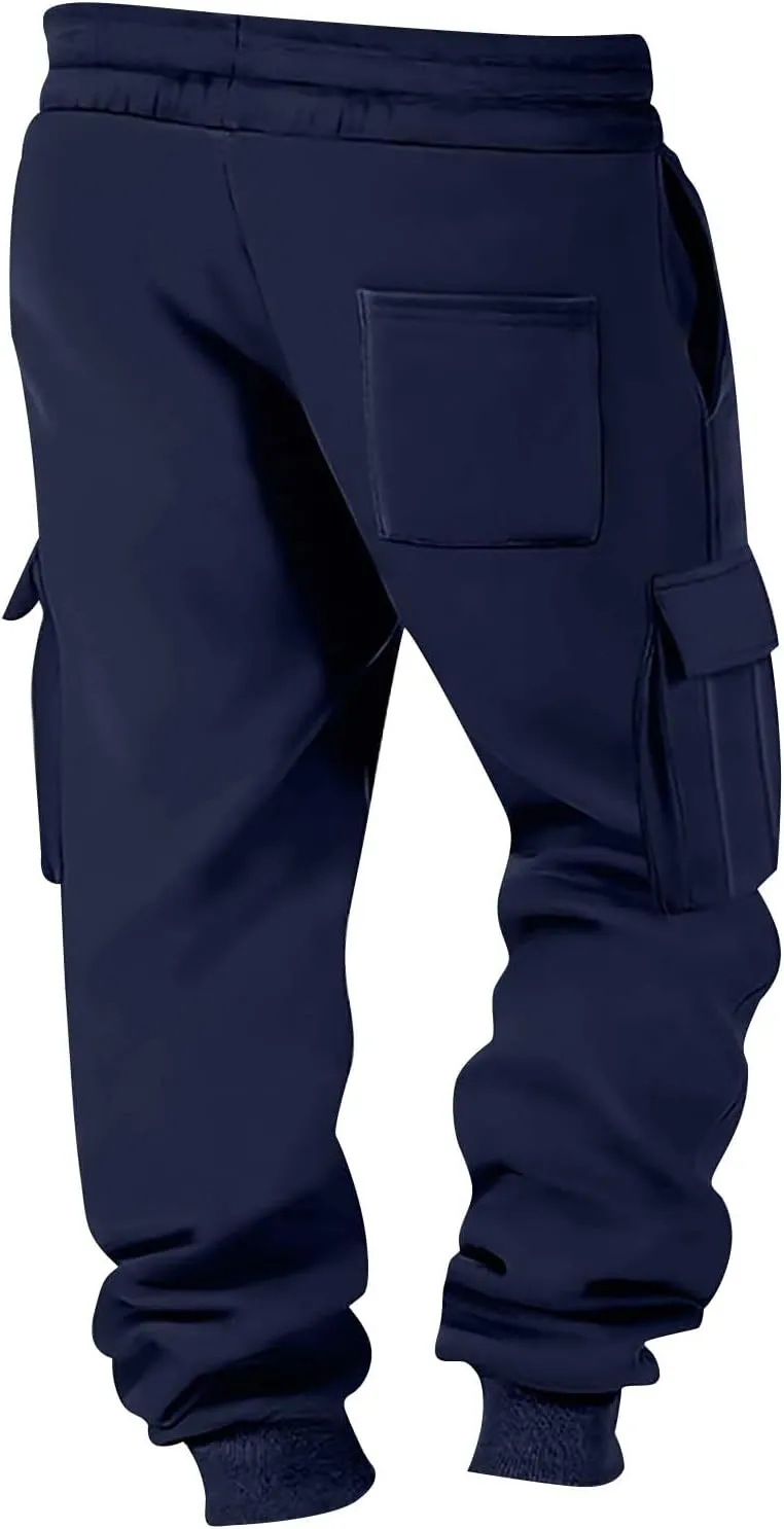 Baggy Cargo Sweatpants for Men Casual Sweat Pants Drawstring Waist Athletic Pants Joggers with Pockets