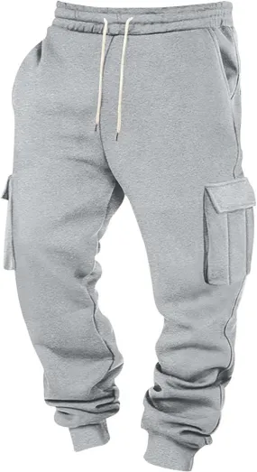 Baggy Cargo Sweatpants for Men Casual Sweat Pants Drawstring Waist Athletic Pants Joggers with Pockets