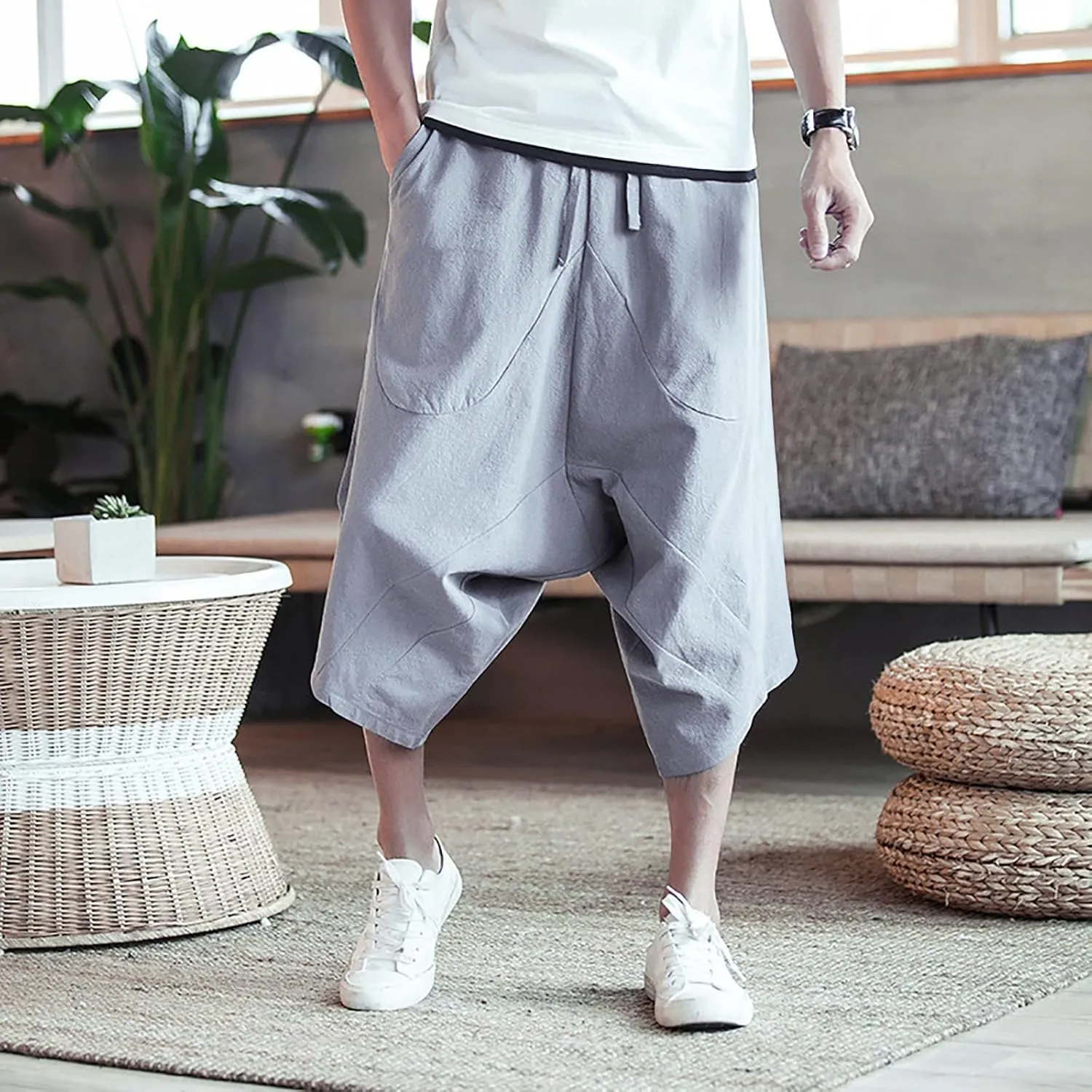 Big and Tall Sweatpants for Men Pants 6 Pocket Full Outdoor Casual Sweatpants Sweatpants for Men Pants Casual Rope
