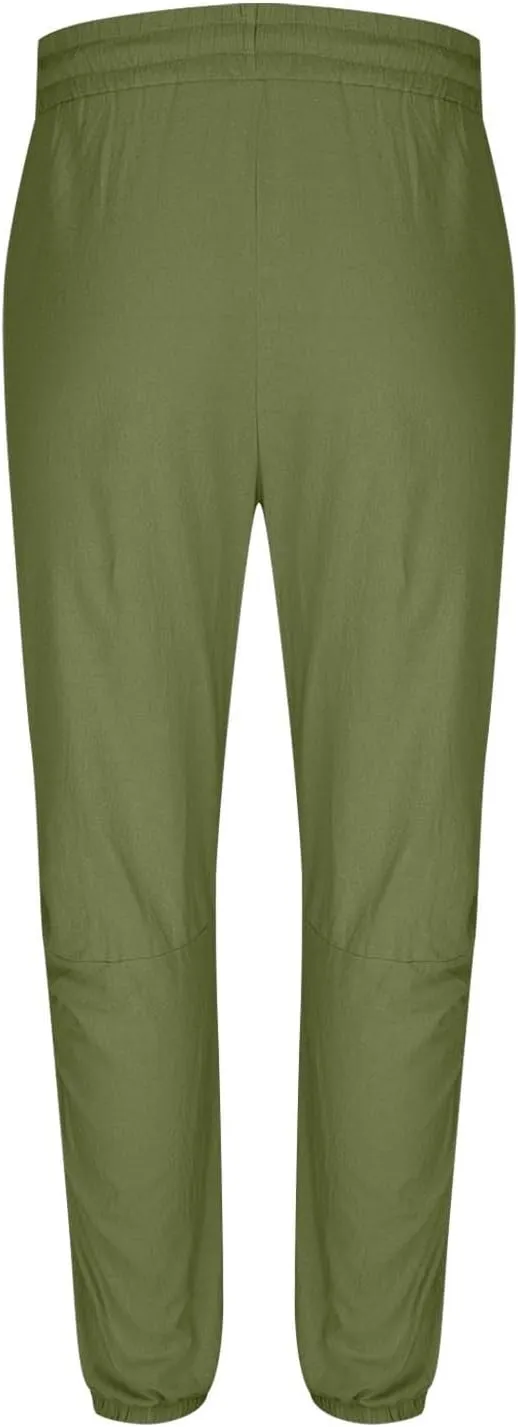 Cambkatl Men's Loose Summer Linen Harem Pants Lightweight Drawstring Casual Elastic Waist Beach Yoga Trousers with Pockets