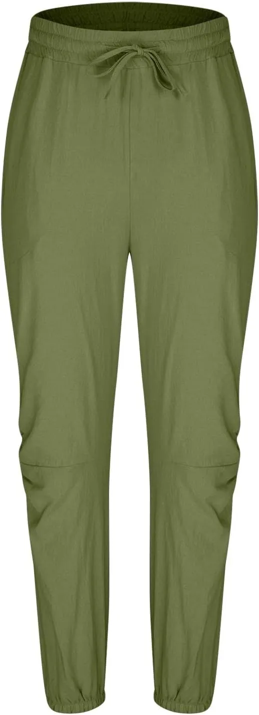 Cambkatl Men's Loose Summer Linen Harem Pants Lightweight Drawstring Casual Elastic Waist Beach Yoga Trousers with Pockets
