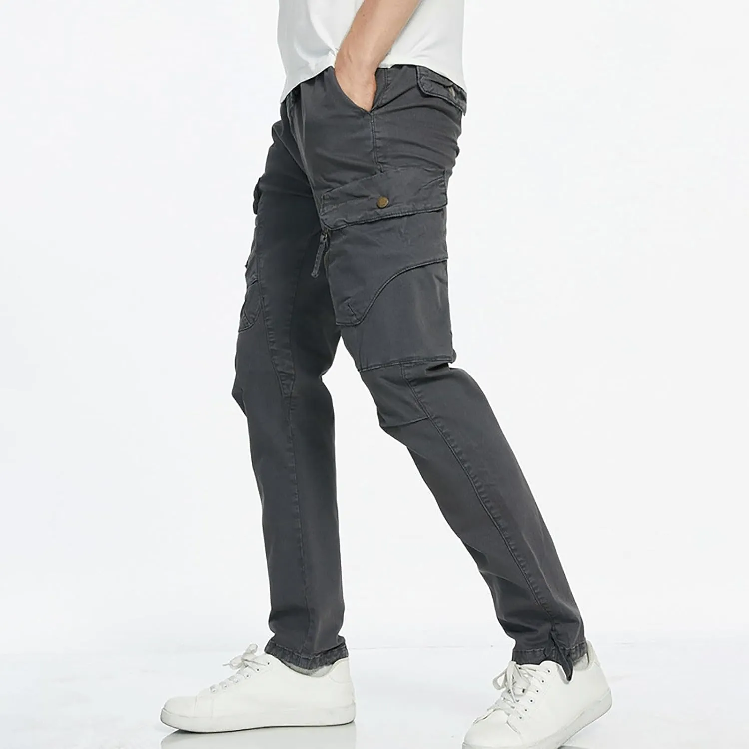 Cargo Pants for Men Joggers Casual Elastic Waist Tapered Cargo Pants Athletic Hiking Workout Joggers Sweatpants