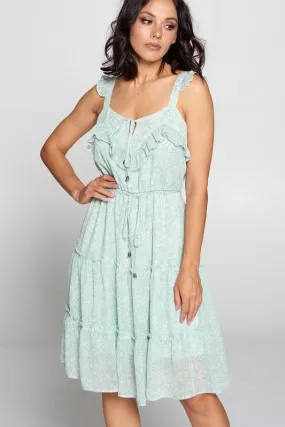 Chiffon Ruffle Midi - Mint