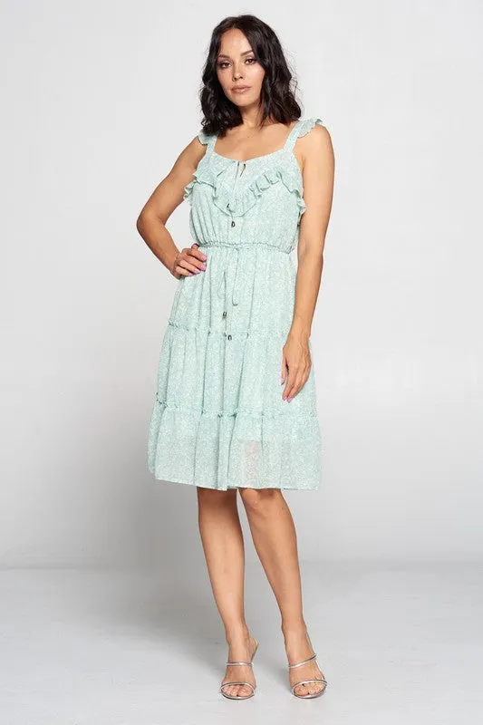 Chiffon Ruffle Midi - Mint