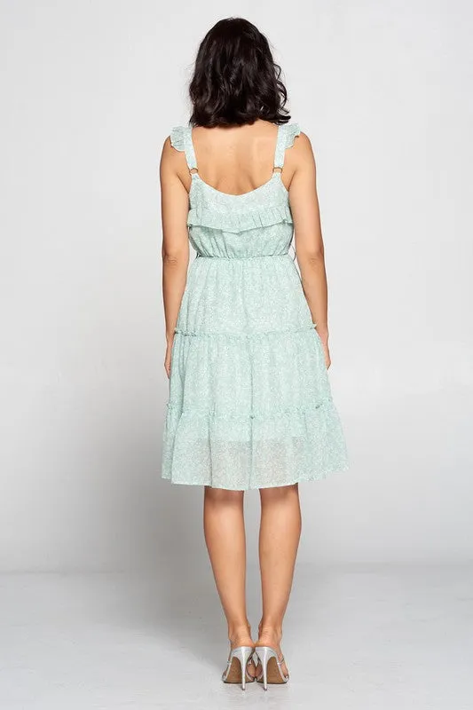 Chiffon Ruffle Midi - Mint