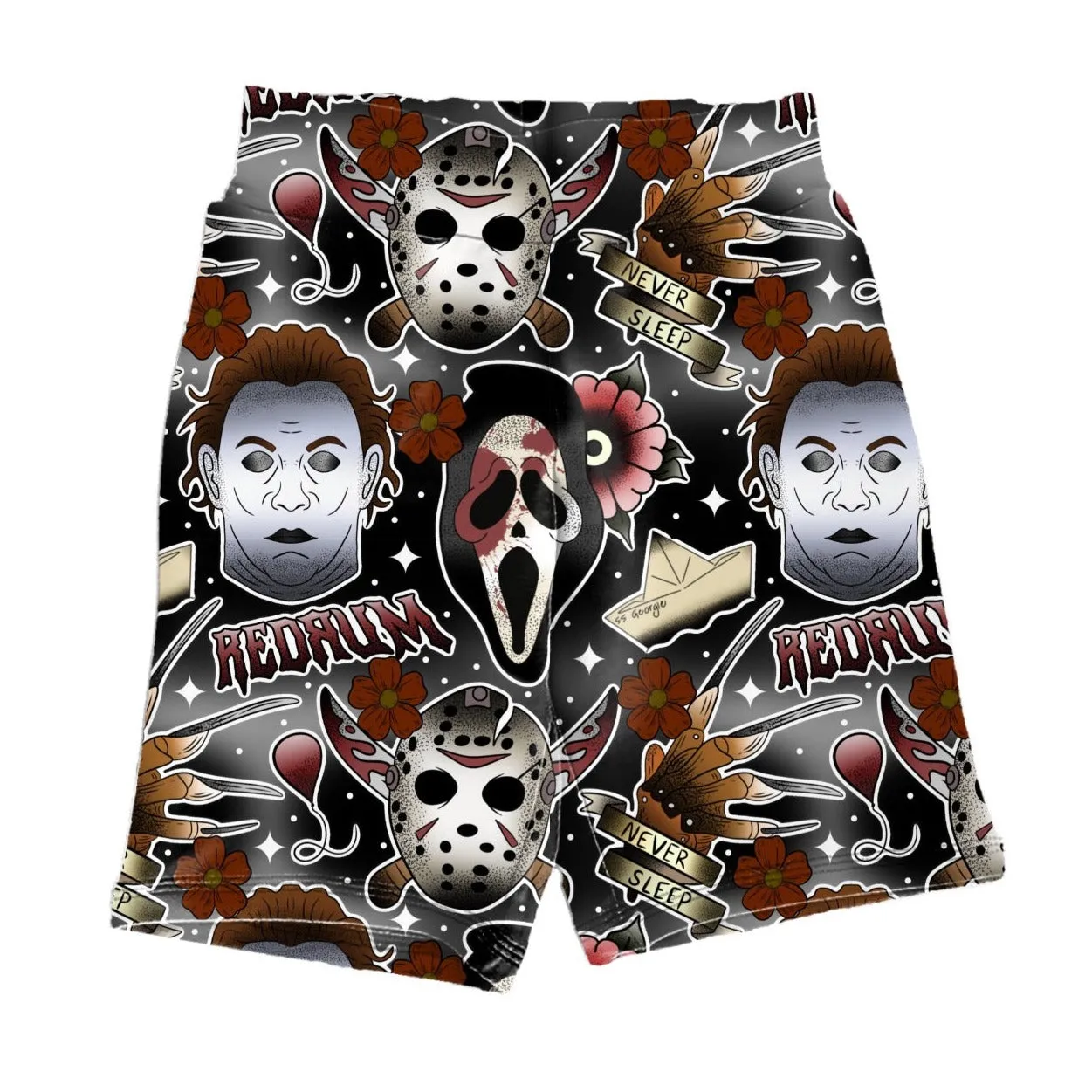 Dark Tattoo Horror Biker Shorts