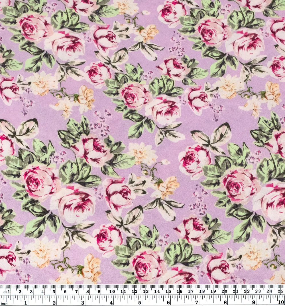 Deadstock Prairie Rose Midweight Viscose Crepe - Lilac/Blush/Multi