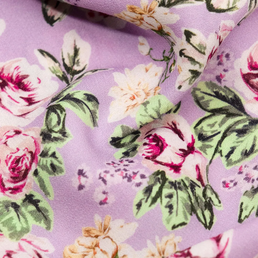 Deadstock Prairie Rose Midweight Viscose Crepe - Lilac/Blush/Multi