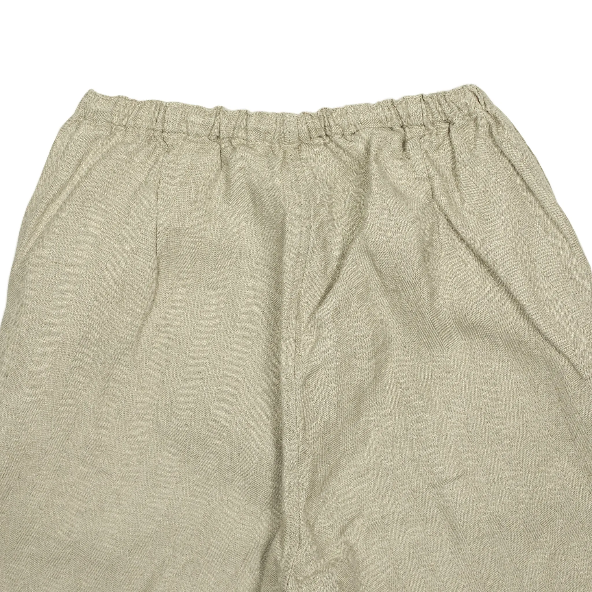Drawstring trousers in natural linen herringbone