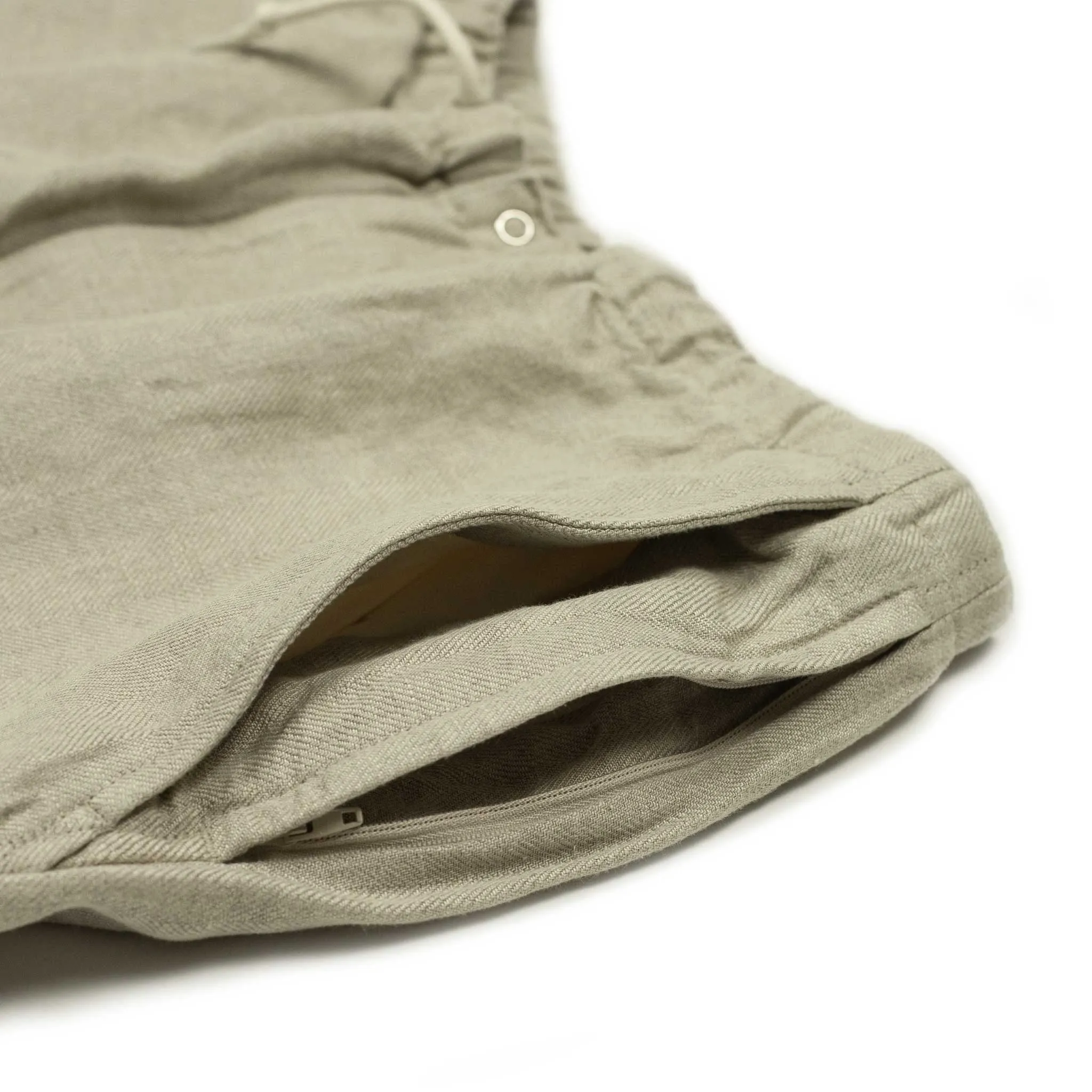 Drawstring trousers in natural linen herringbone