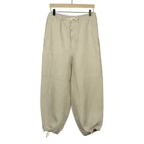 Drawstring trousers in natural linen herringbone