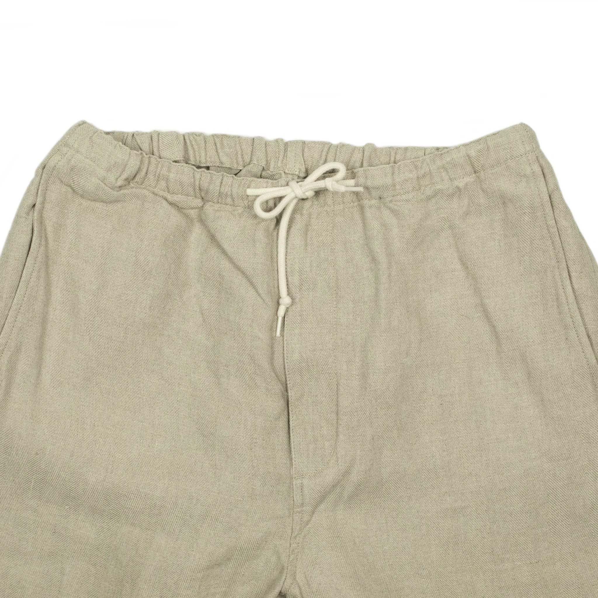 Drawstring trousers in natural linen herringbone