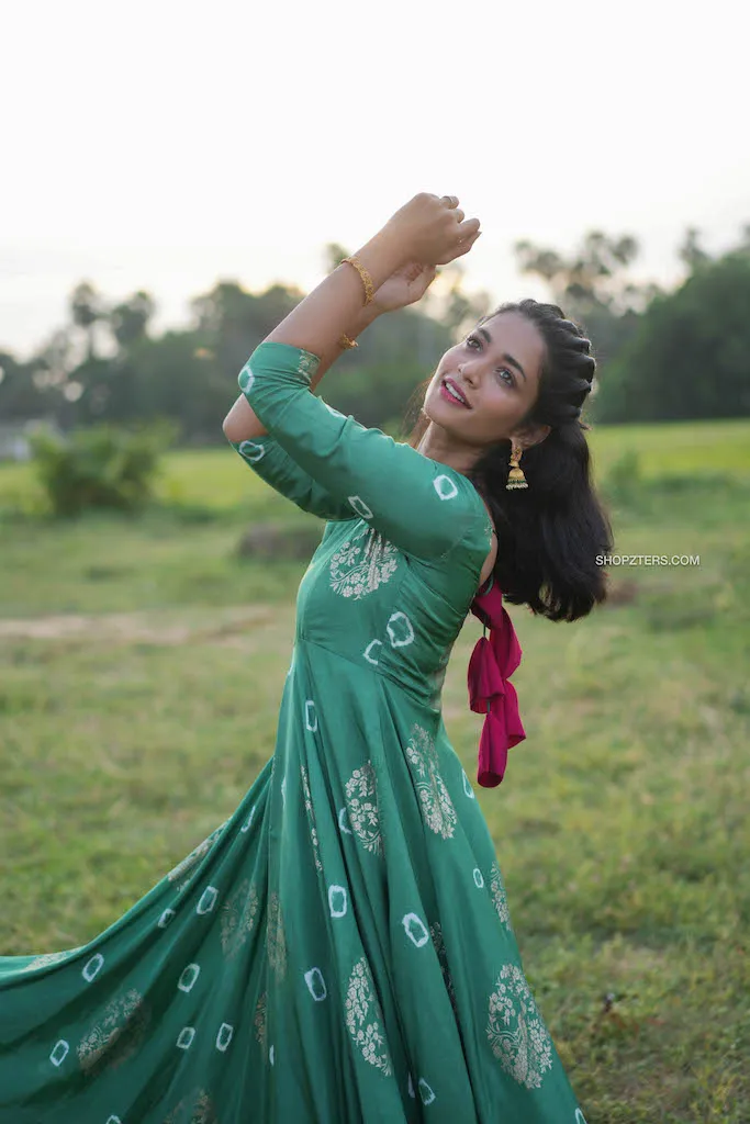 Green Jacquard Silk Maxi Dress