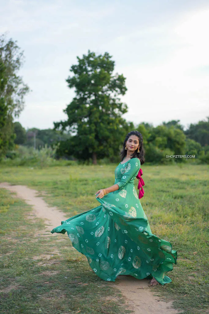 Green Jacquard Silk Maxi Dress