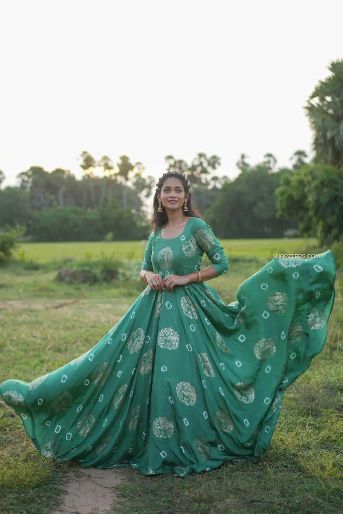 Green Jacquard Silk Maxi Dress