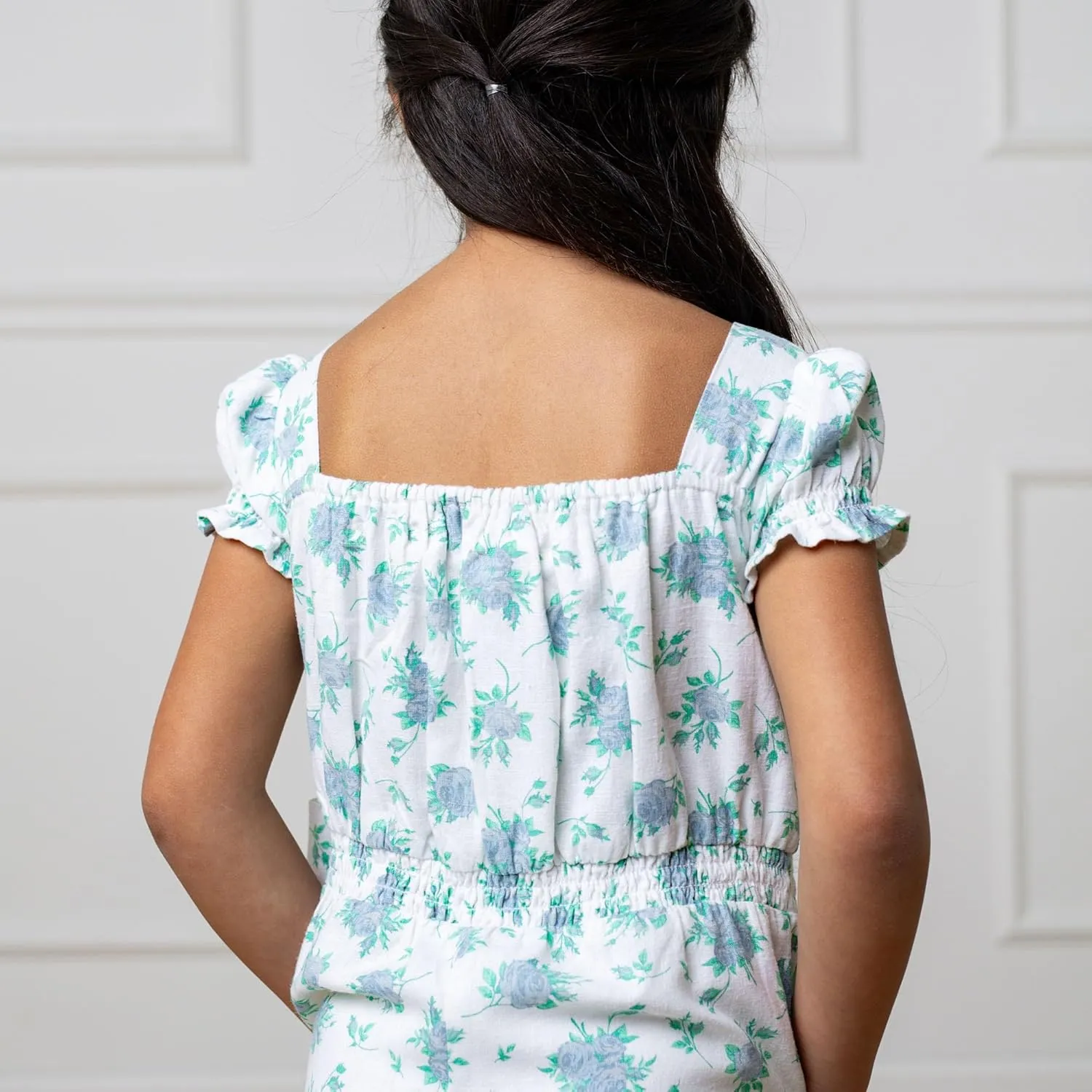Hope & Henry Girls' Bow Front Wide Leg Jumpsuit