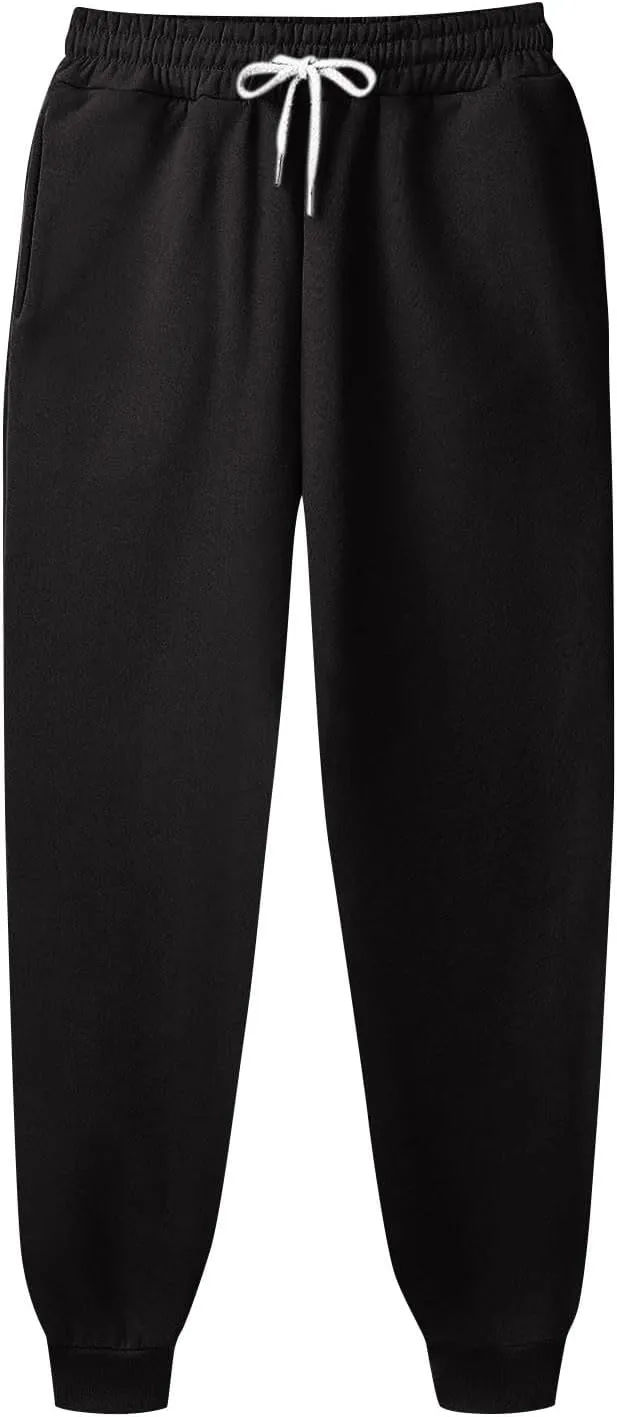 Joggers for Men Baggy Drawstring Waist Fleece Lined Sweatpants with Pockets Plus Size Casual Workout Running Pants