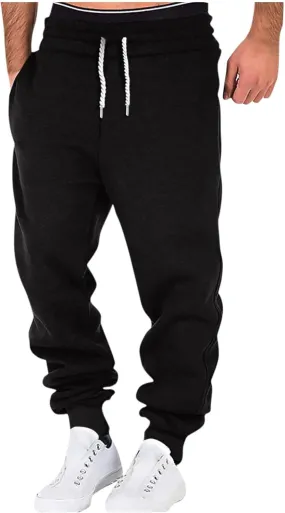 Joggers for Men Baggy Drawstring Waist Fleece Lined Sweatpants with Pockets Plus Size Casual Workout Running Pants