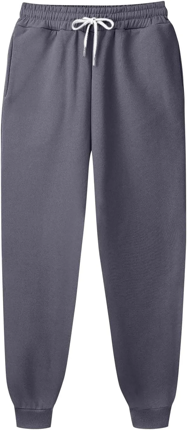 Joggers for Men Baggy Drawstring Waist Fleece Lined Sweatpants with Pockets Plus Size Casual Workout Running Pants