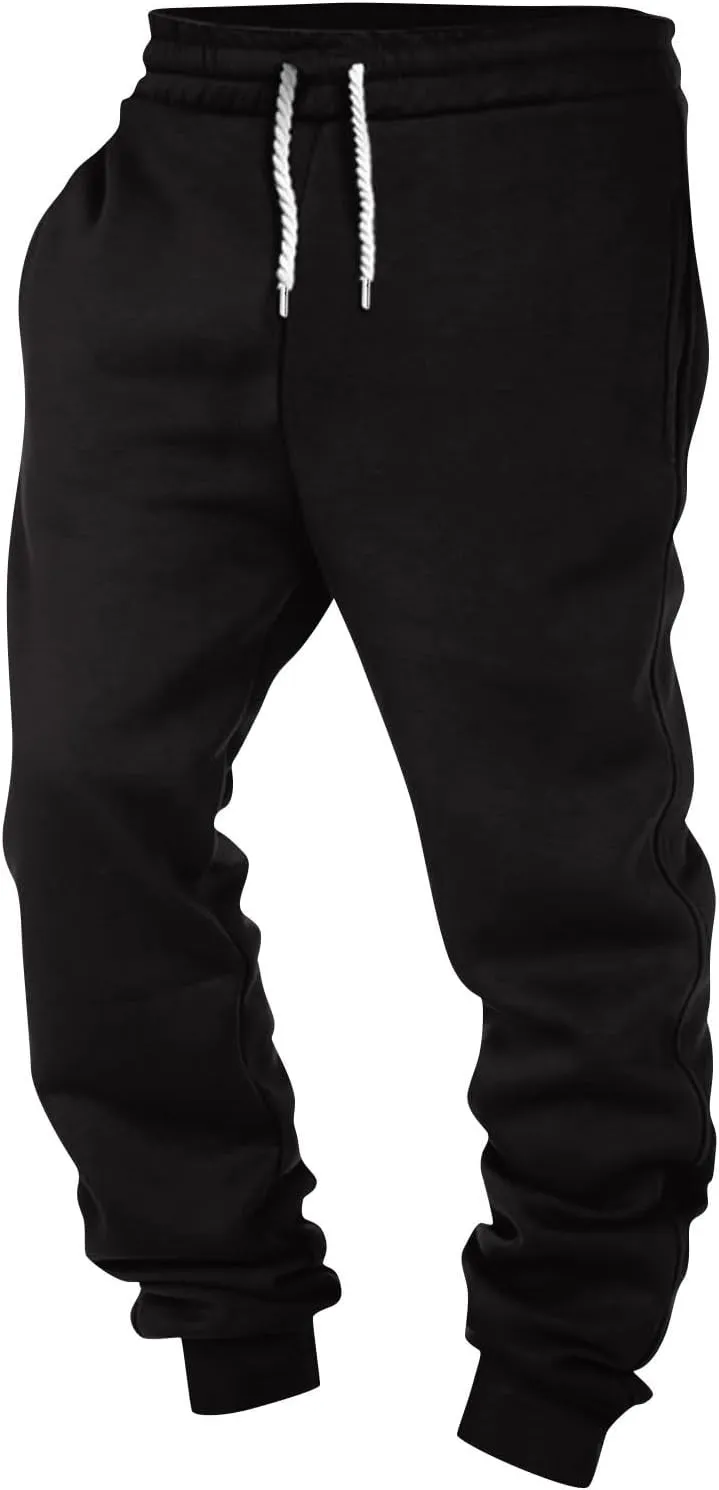 Joggers for Men Baggy Drawstring Waist Fleece Lined Sweatpants with Pockets Plus Size Casual Workout Running Pants