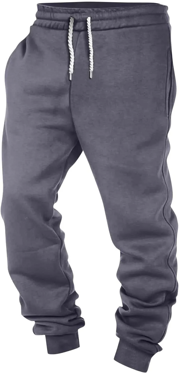 Joggers for Men Baggy Drawstring Waist Fleece Lined Sweatpants with Pockets Plus Size Casual Workout Running Pants
