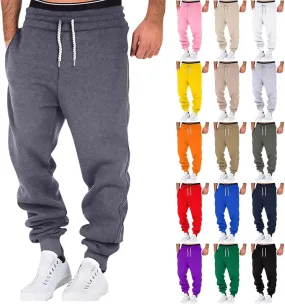 Joggers for Men Baggy Drawstring Waist Fleece Lined Sweatpants with Pockets Plus Size Casual Workout Running Pants