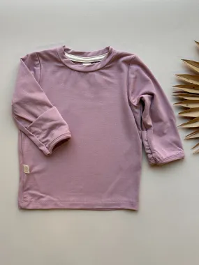 Long Sleeve Crew Neck Tee with Mittens | Baby & Toddler | Luxury Bamboo | Dusty Pink