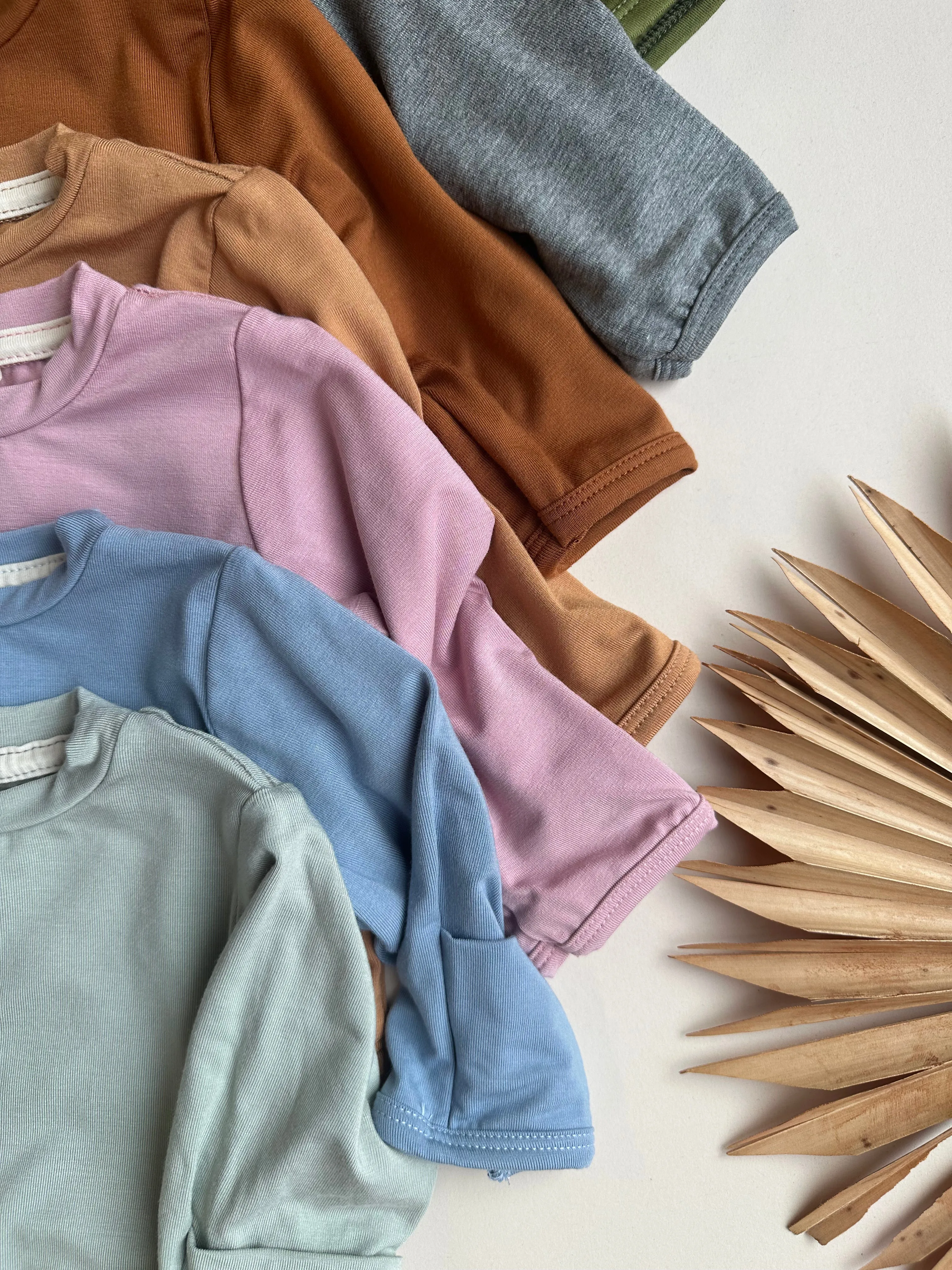 Long Sleeve Crew Neck Tee with Mittens | Baby & Toddler | Luxury Bamboo | Dusty Pink