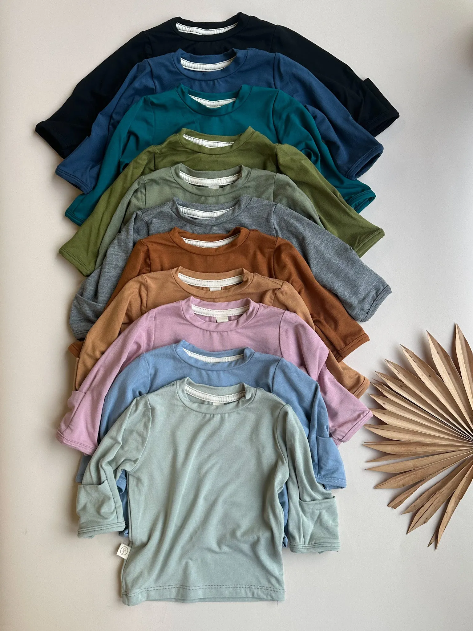 Long Sleeve Crew Neck Tee with Mittens | Baby & Toddler | Luxury Bamboo | Dusty Pink