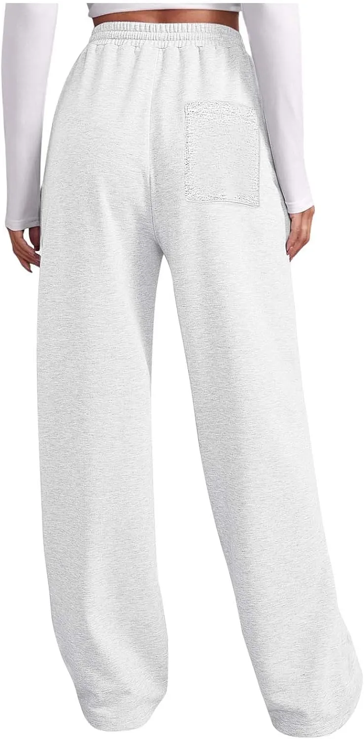 Loose Sweatpants Womens Drawstring Joggers Elastic High Waisted Baggy Sports Pants Workout Yoga Pants with Pocket