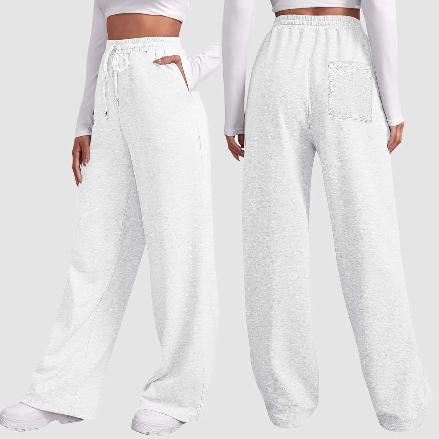 Loose Sweatpants Womens Drawstring Joggers Elastic High Waisted Baggy Sports Pants Workout Yoga Pants with Pocket