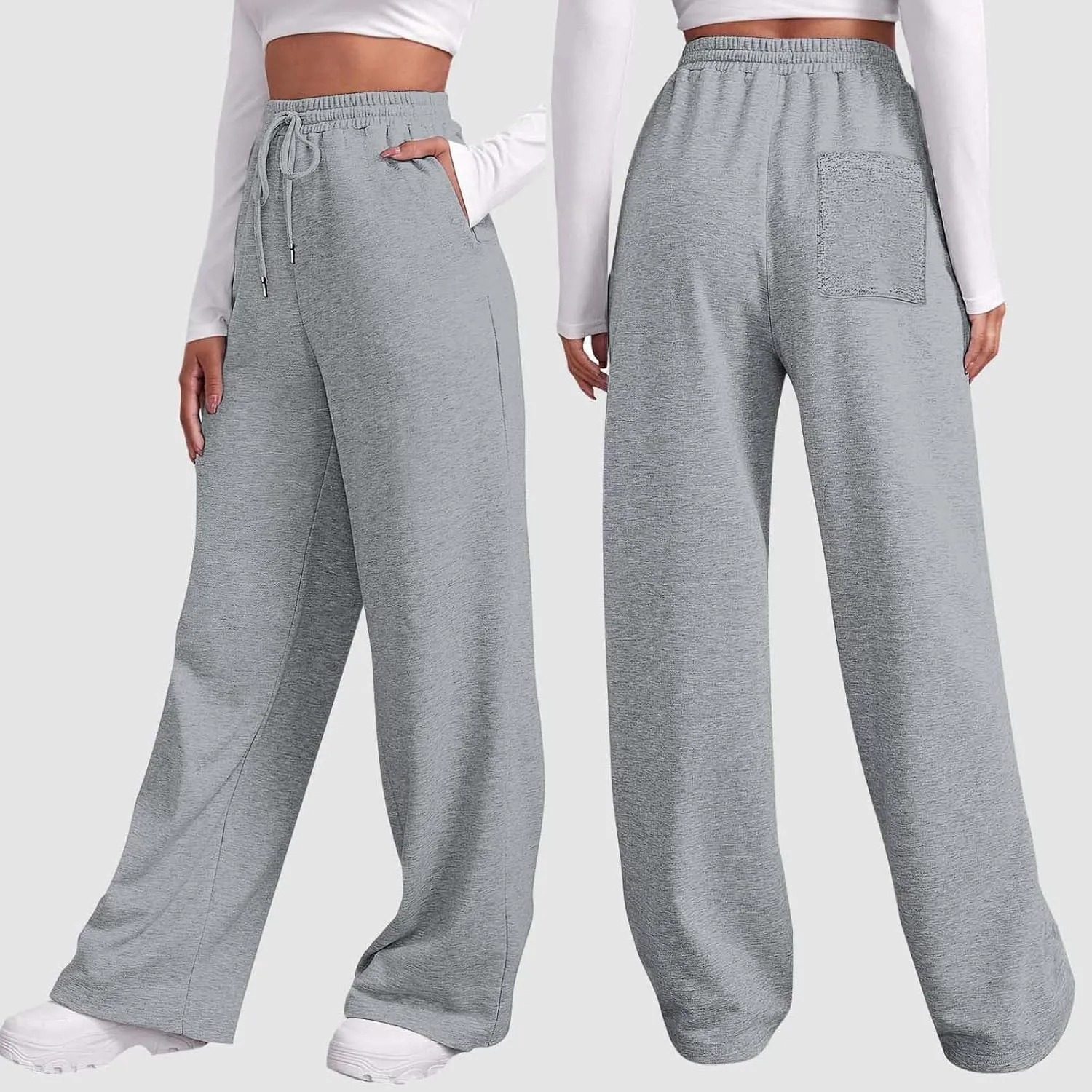 Loose Sweatpants Womens Drawstring Joggers Elastic High Waisted Baggy Sports Pants Workout Yoga Pants with Pocket