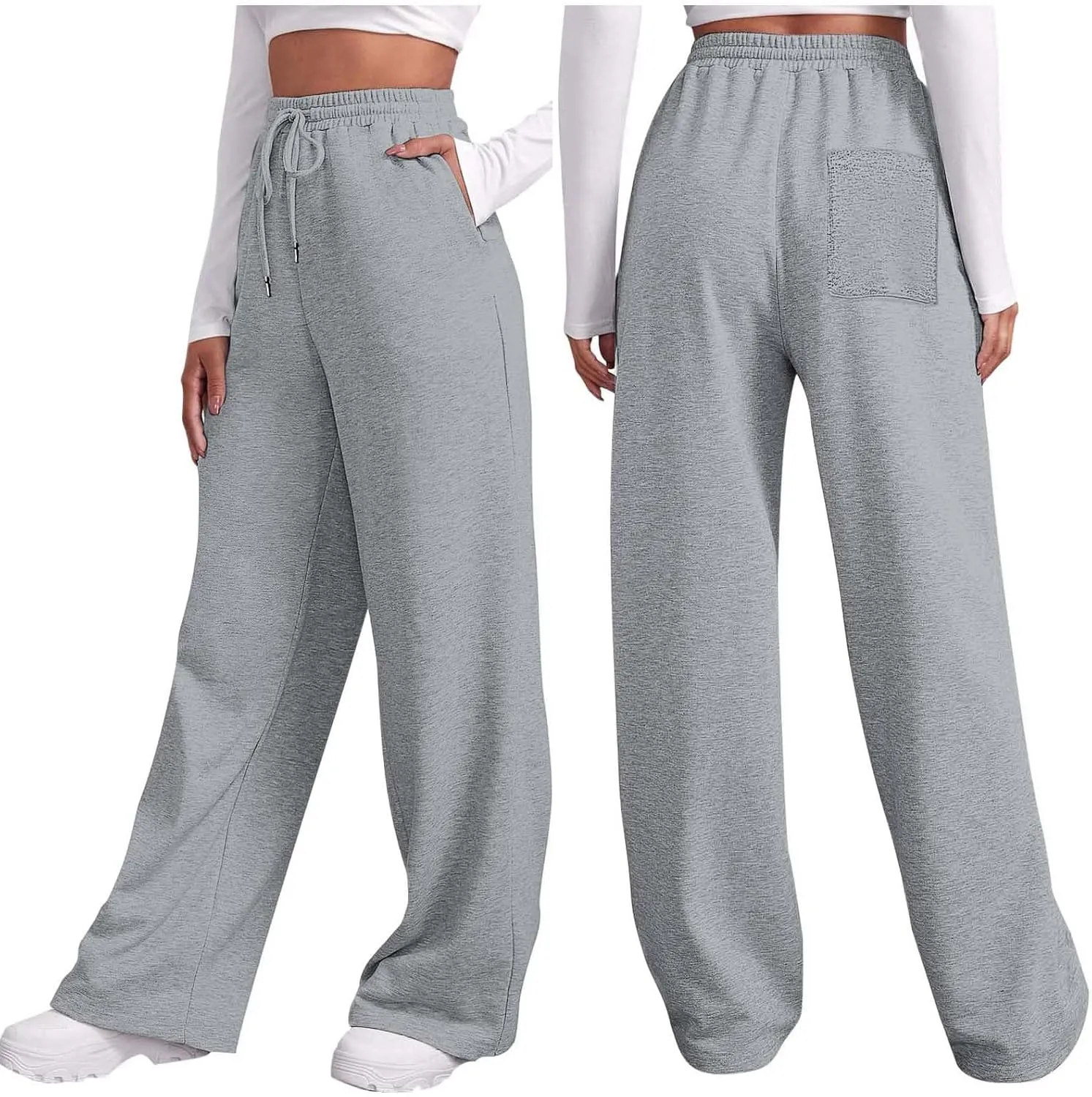 Loose Sweatpants Womens Drawstring Joggers Elastic High Waisted Baggy Sports Pants Workout Yoga Pants with Pocket