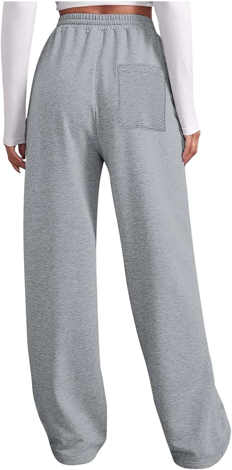 Loose Sweatpants Womens Drawstring Joggers Elastic High Waisted Baggy Sports Pants Workout Yoga Pants with Pocket