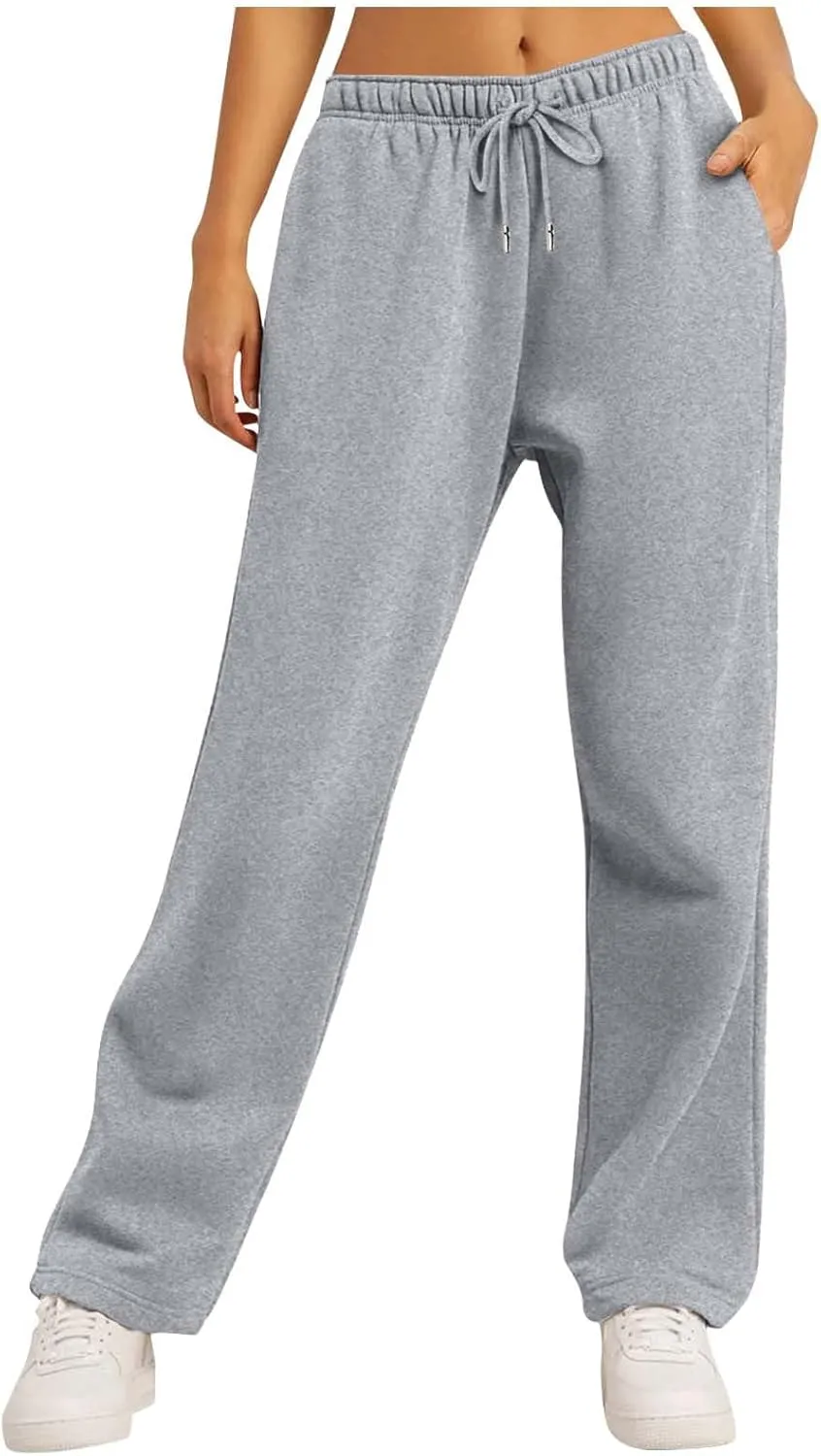 Loose Sweatpants Womens Drawstring Joggers Elastic High Waisted Baggy Sports Pants Workout Yoga Pants with Pocket