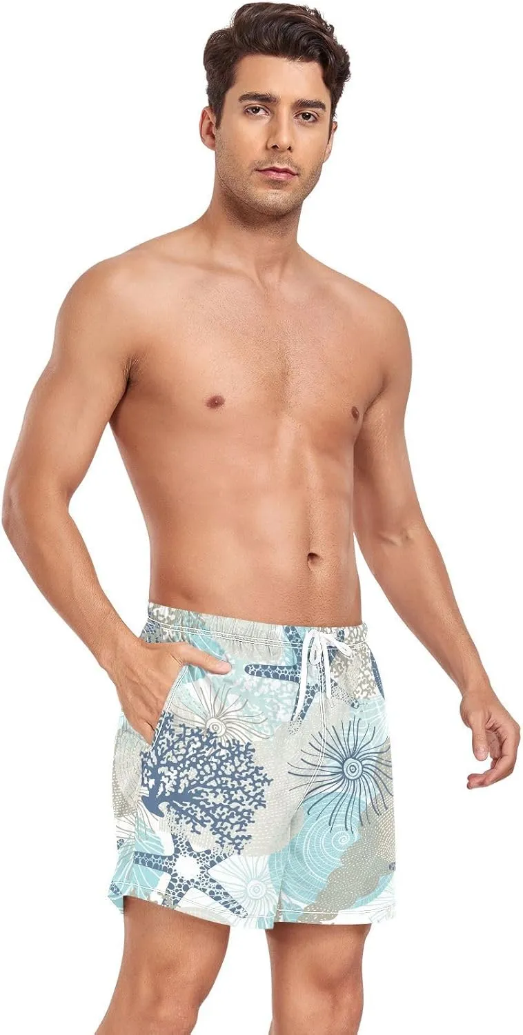 Men's Athletic Shorts Lightweight Quick Dry Shorts Running Shorts with Pockets Starfish Shell for Gym Workout