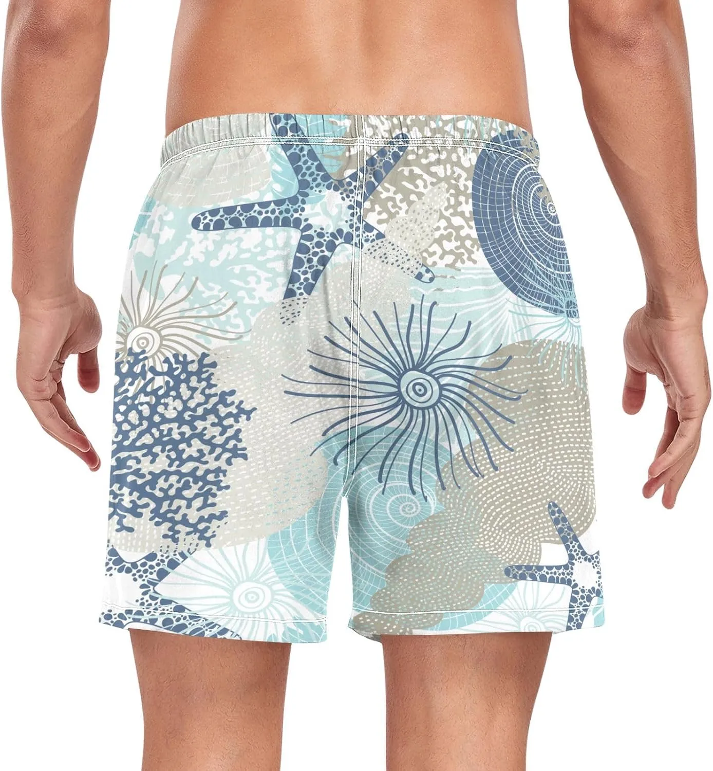 Men's Athletic Shorts Lightweight Quick Dry Shorts Running Shorts with Pockets Starfish Shell for Gym Workout