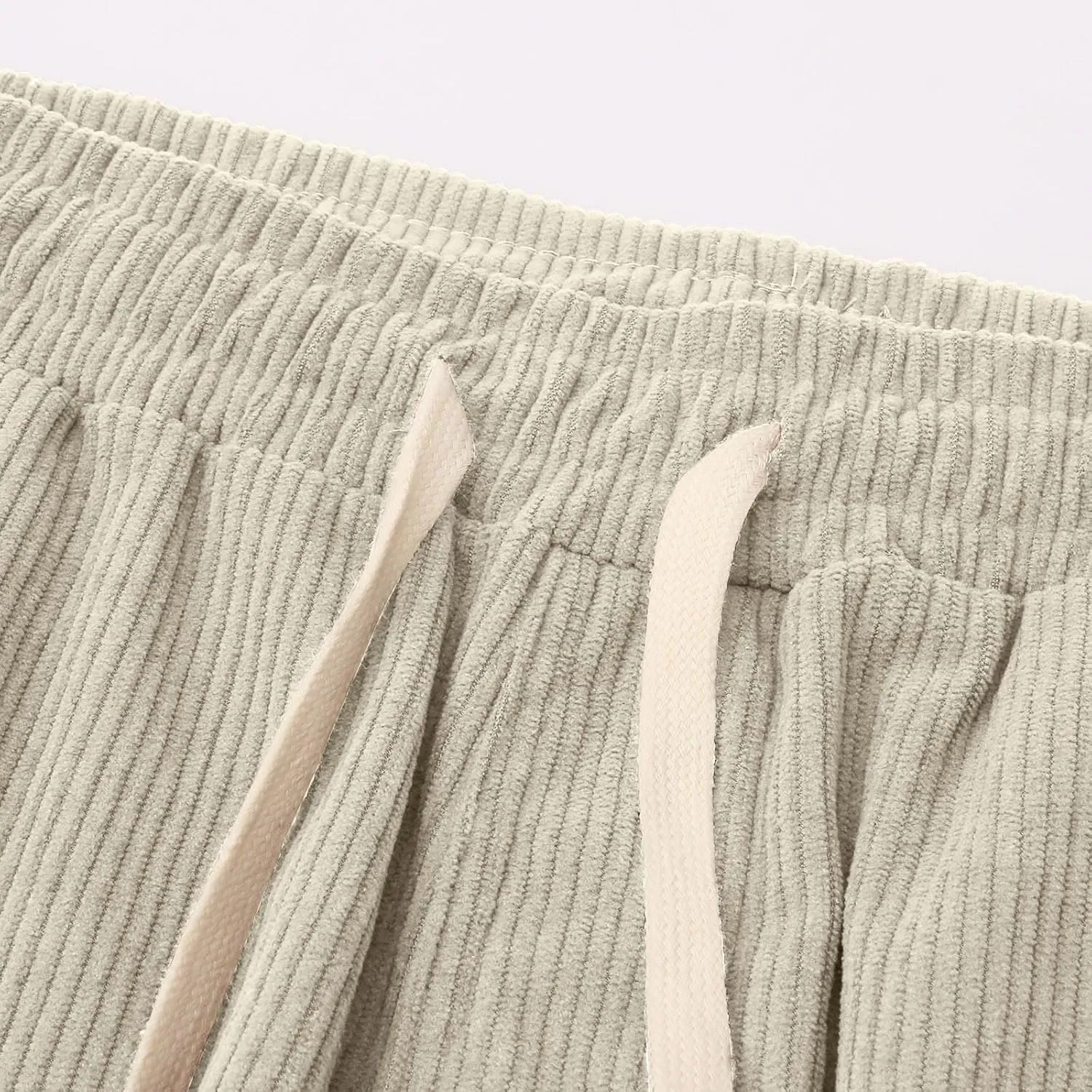 Men's Casual Corduroy Pants Elastic Waist Drawstring Harem Pants Fashion Loose Casual Long Trousers with Pockets