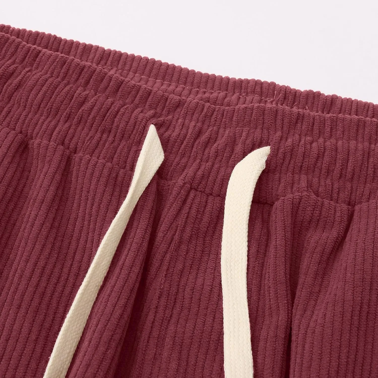 Men's Casual Corduroy Pants Elastic Waist Drawstring Harem Pants Fashion Loose Casual Long Trousers with Pockets