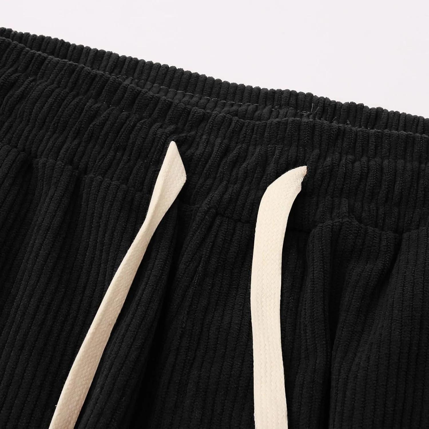 Men's Casual Corduroy Pants Elastic Waist Drawstring Harem Pants Fashion Loose Casual Long Trousers with Pockets