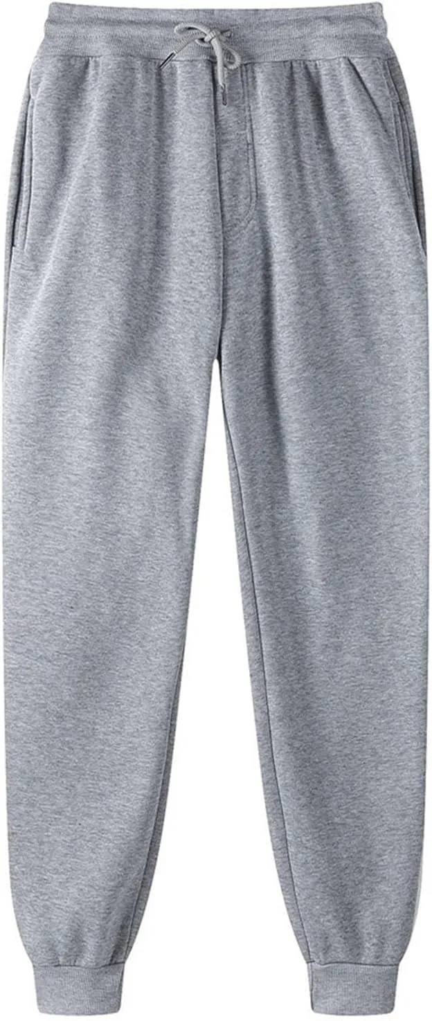 Mens Casual Joggers Pants Cotton Drawstring Cargo Pants Fashion Baggy Athletic Jogging Solid Sweatpants with Pocket