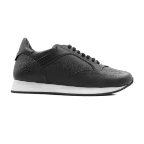 Morim -Men's Black Pebble Grain Leather Jogger