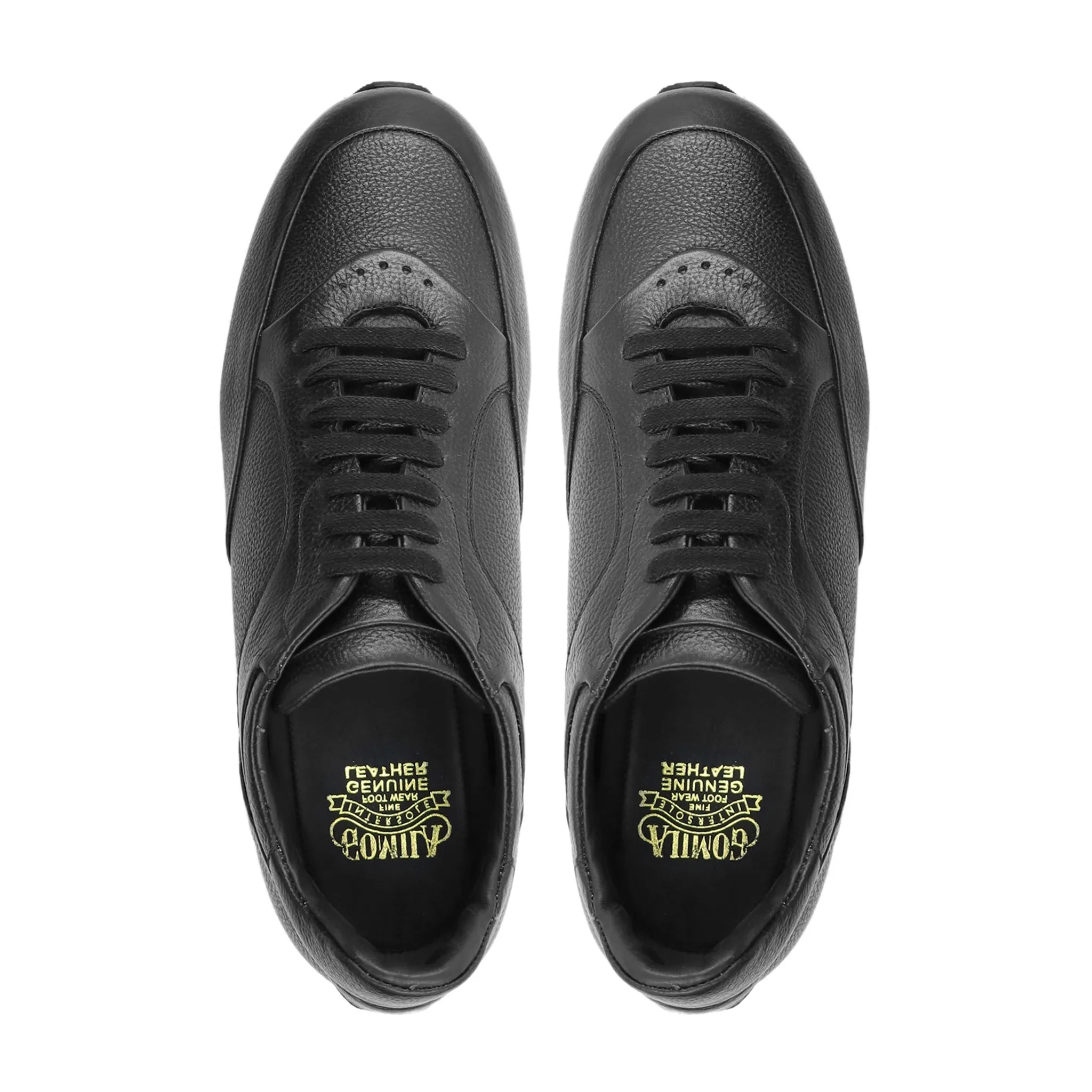 Morim -Men's Black Pebble Grain Leather Jogger