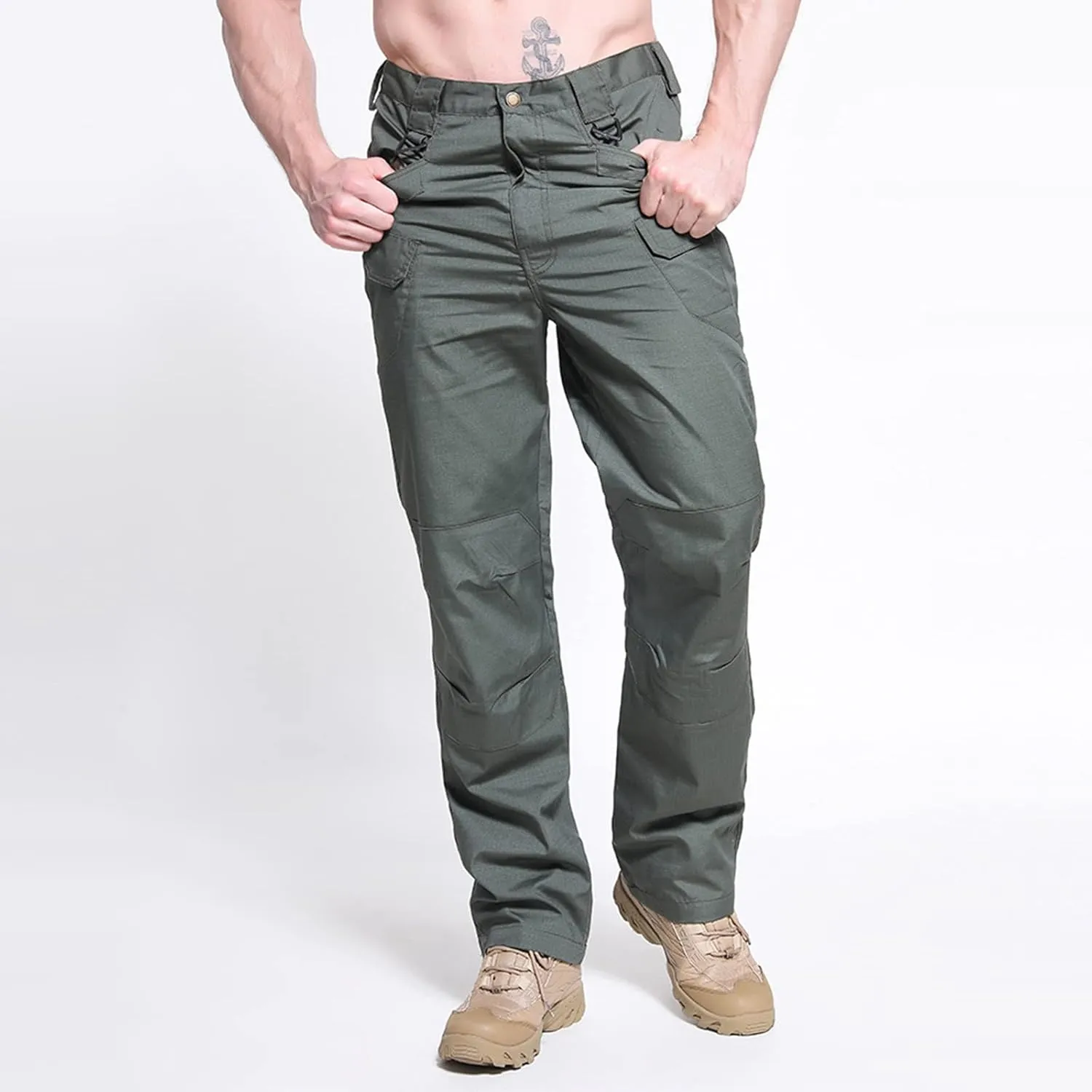 Muscularfit Mens Sweat Pants Casual Camo Buckle Zipper Cargo Pants Multi Pockets Casual Camouflage Athletic Cotton Sweatpants