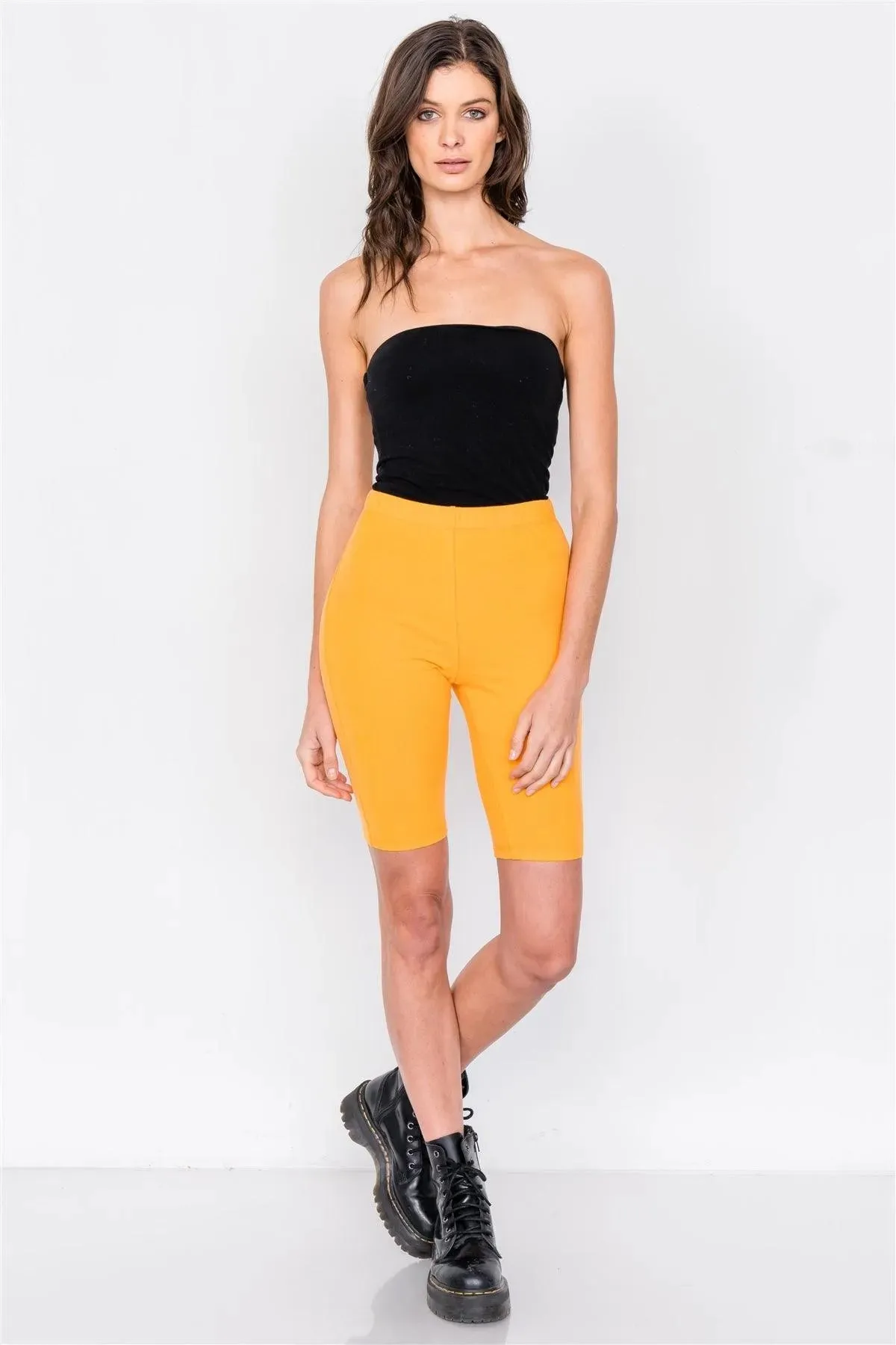Orange Stretchy Athletic Biker Shorts /4-2-1