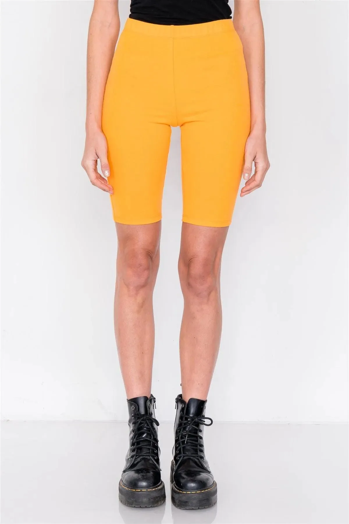 Orange Stretchy Athletic Biker Shorts /4-2-1